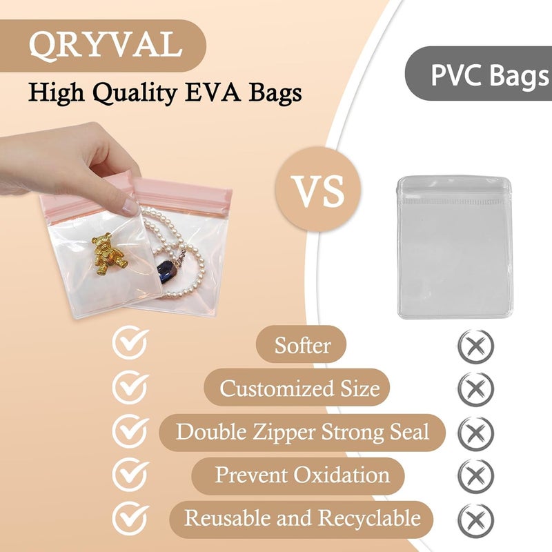 Qryval 30 PCS Clear Plastic EVA Anti Tarnish Jewelry Storage Bags, Zip Ziplock Jewelry Pouches for Selling & Gift, Little Mini Travel Organizer for Ring Earing Chain Bracelet (M) - Image 5